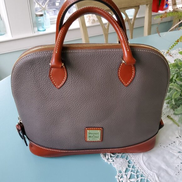 Dooney & Bourke Large Domed Pebble Leather satchel in Grey - Picture 1 of 9